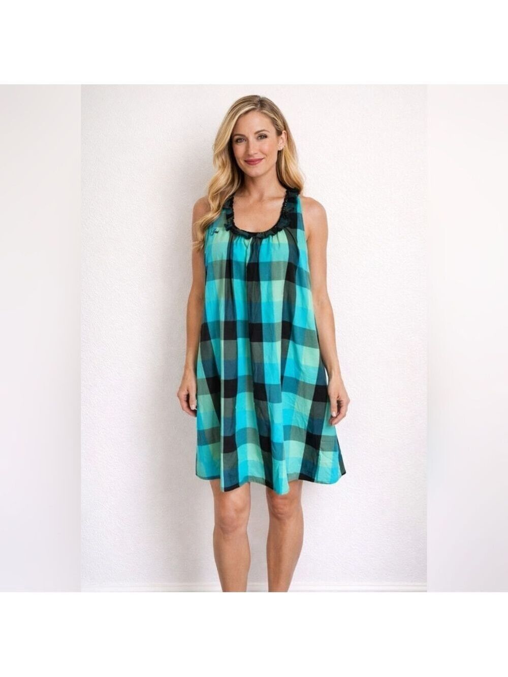 Cottagecore Check Picnic Summergirl Sleeveless Dress by GSus. Size Large. EUC